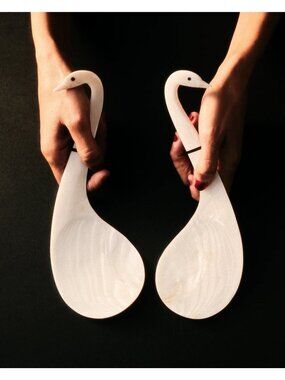 Gohar World Swan Serving Spoons in Mother Of Pearl